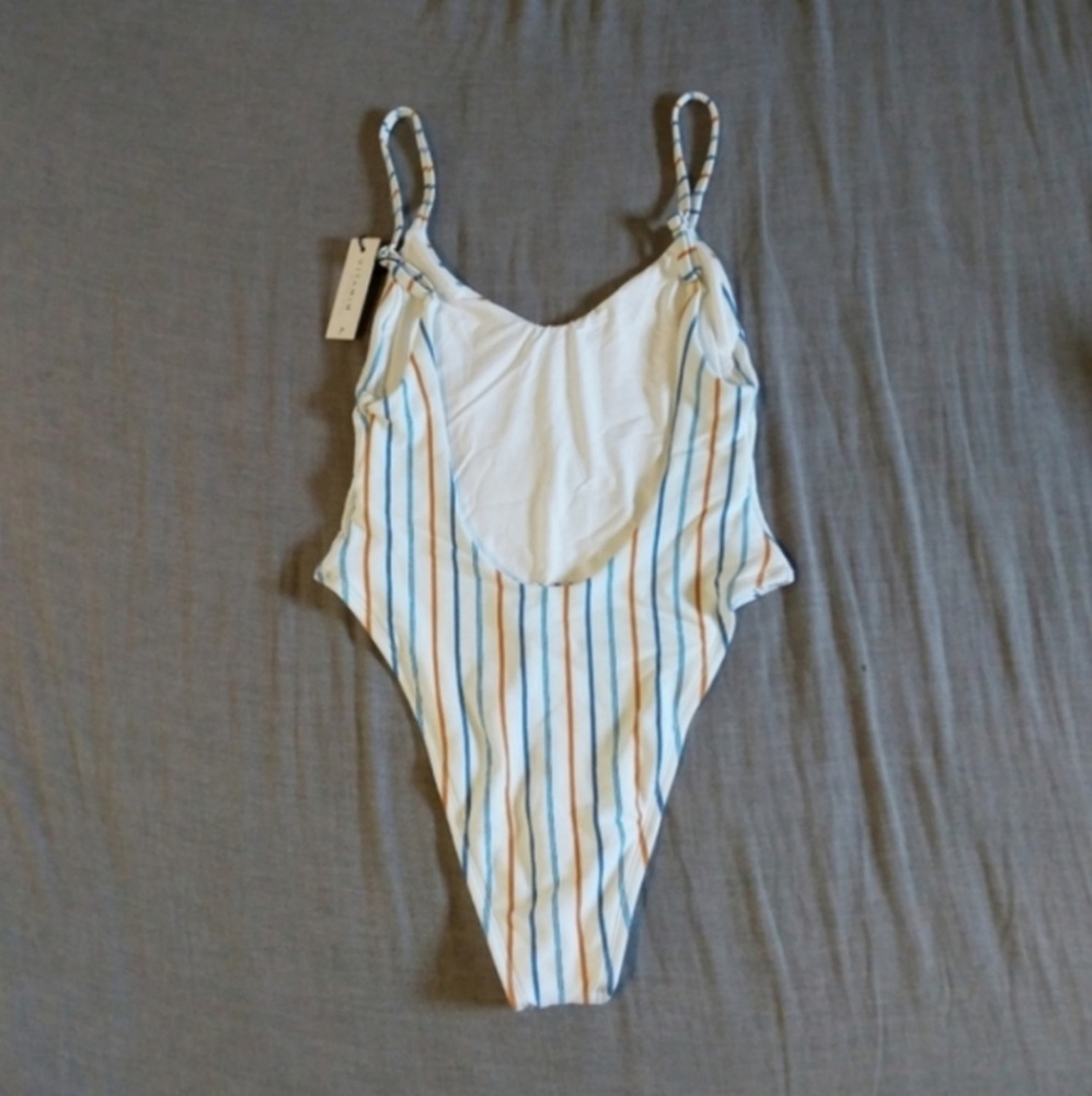 Vitamin A Yasmeen One Piece Swimsuit Bodysuit Palm Springs Striped White Stripes - Picture 6 of 9